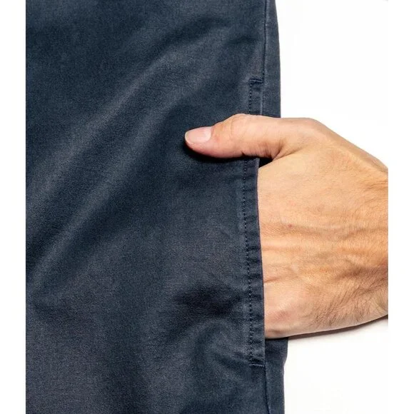 Mens Navy Whitetails Flannel Lined Shirt Jacket Waxed Cotton Water Resis